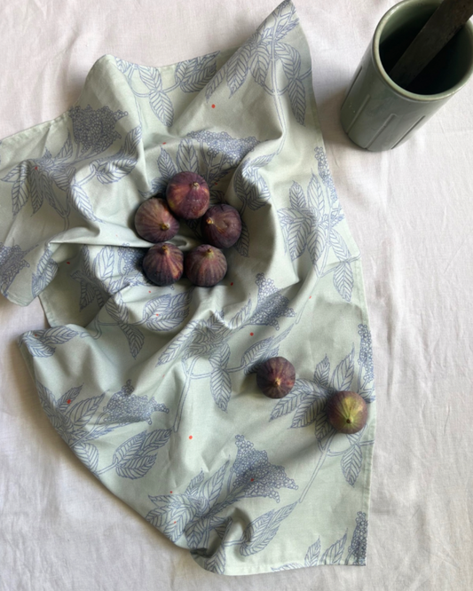 Skiers + Green Elderberry Kitchen Towels