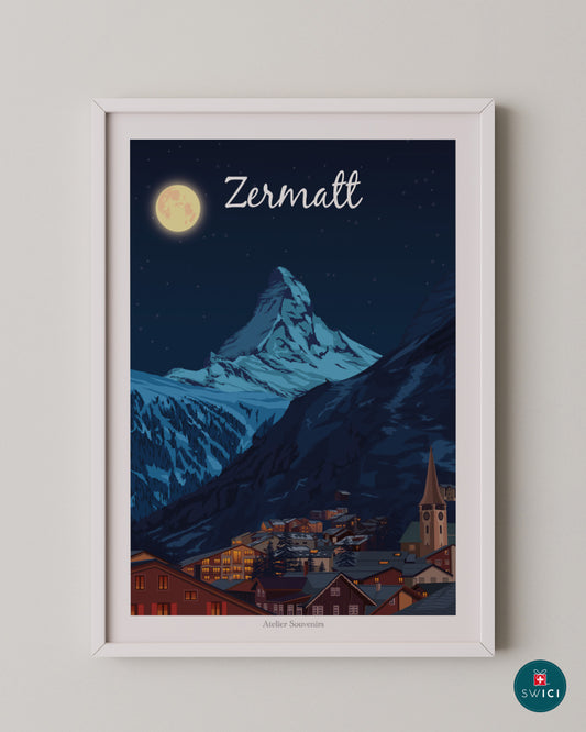 Affiche Zermatt - Nuit étoilée