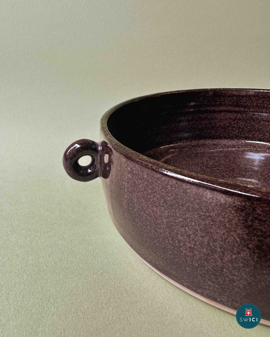 Plat de service en céramique - Brun