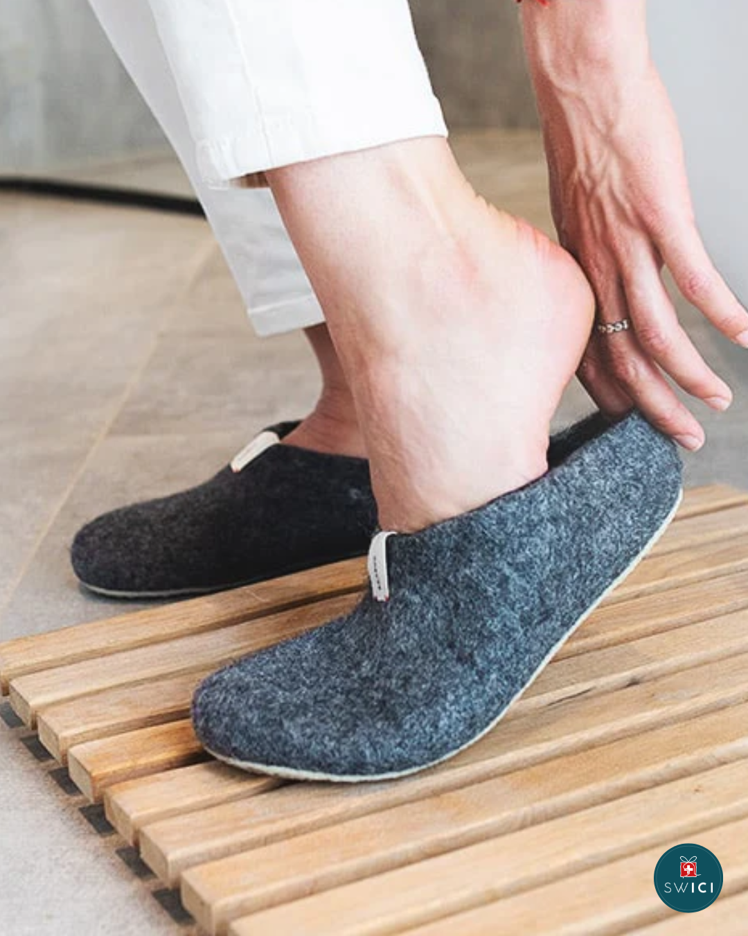 Chaussons en laine - Gris