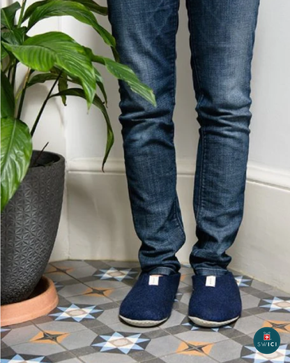 Chaussons en laine - Bleu marine