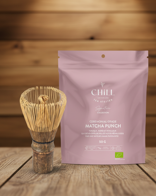 Organic Matcha and its whisk