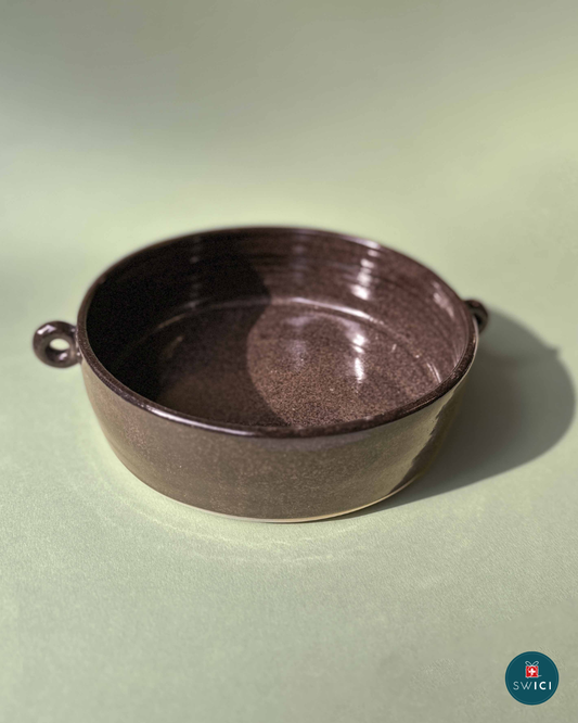 Plat de service en céramique - Brun